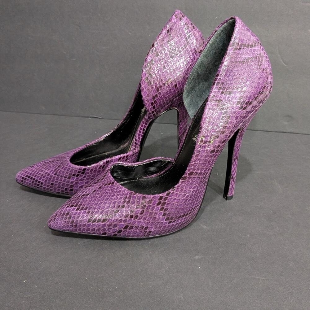 Steven by Steve Madden New Bee Purple Snakeskin Print Point Toe D'Orsay Pumps 8M